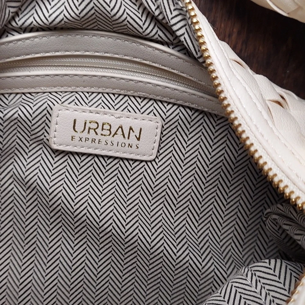 Urban Expressions Cream Woven Hobo Shoulder Bag